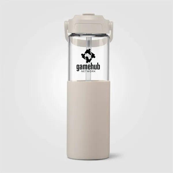 Leeds Glass Silicone Sleeve Straw Bottle - 20 oz.