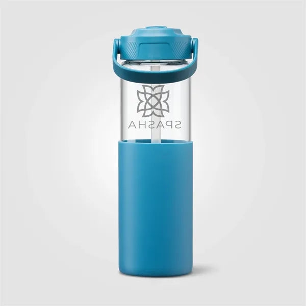 Leeds Glass Silicone Sleeve Straw Bottle - 20 oz.