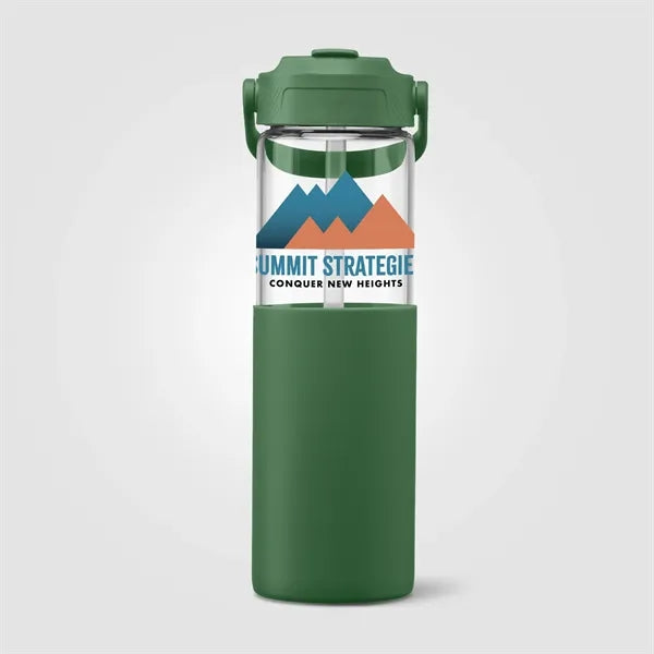 Leeds Glass Silicone Sleeve Straw Bottle - 20 oz. - ColorJet