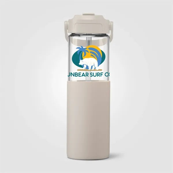 Leeds Glass Silicone Sleeve Straw Bottle - 20 oz. - ColorJet