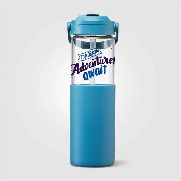 Leeds Glass Silicone Sleeve Straw Bottle - 20 oz. - ColorJet