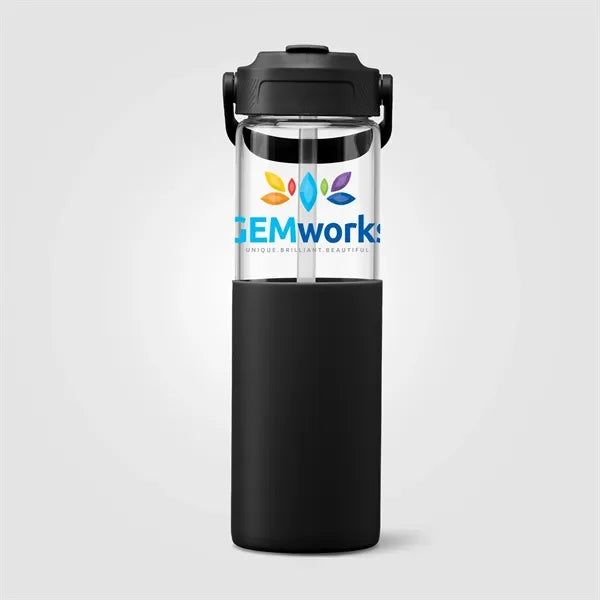 Leeds Glass Silicone Sleeve Straw Bottle - 20 oz. - ColorJet