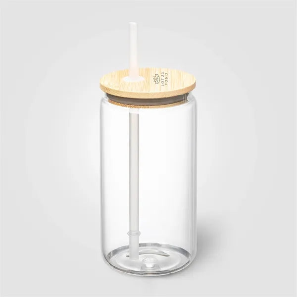 Cadiz Glass Bamboo Lid Tumbler - 17 oz. - Laser