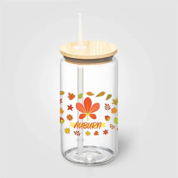 Cadiz Glass Bamboo Lid Tumbler - 17 oz. - Full-Color Inkjet