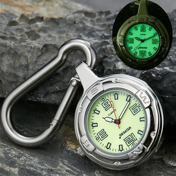 Luminous Outdoor Carabiner Clip Watch Keychain with Compass