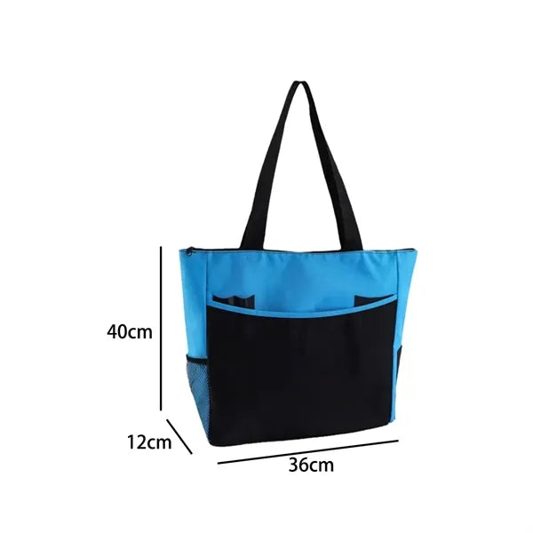 Two-Tone Non-Woven Exhibition Tote Bag With Front Pocket