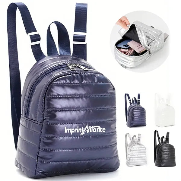 Quilted Puffer Backpack Down Style Daypack
