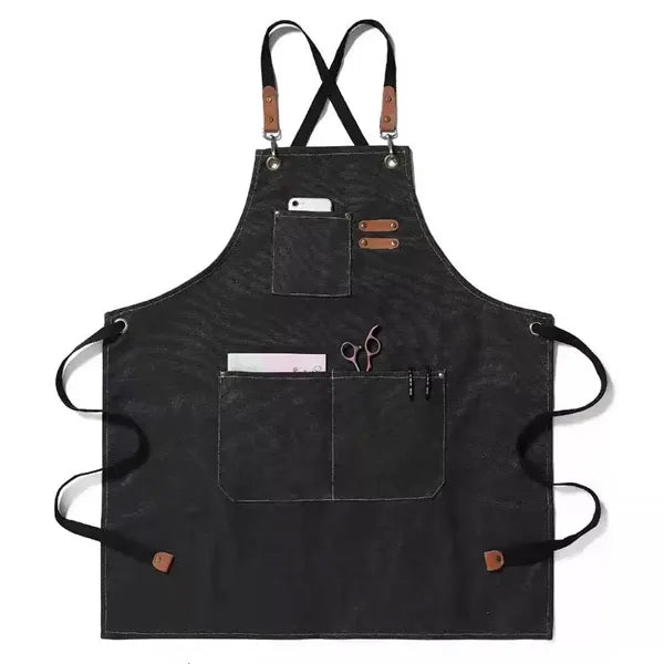 Canvas Aprons With 3 Pockets Cross Back Resistant Work