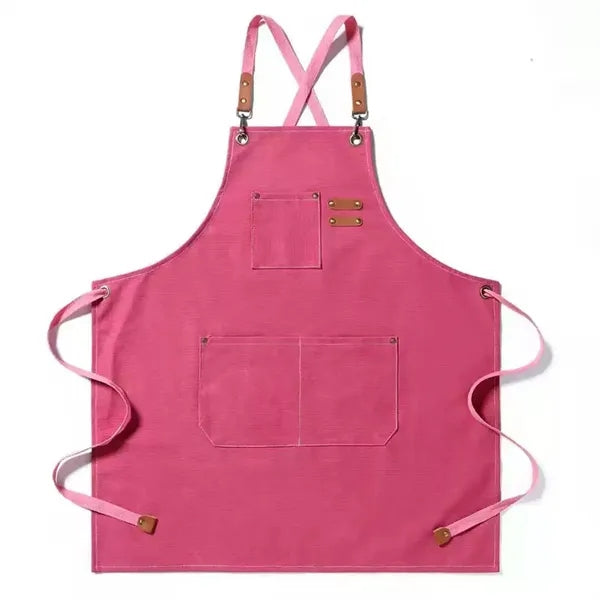 Canvas Aprons With 3 Pockets Cross Back Resistant Work