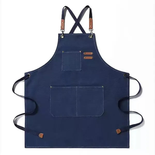 Canvas Aprons With 3 Pockets Cross Back Resistant Work