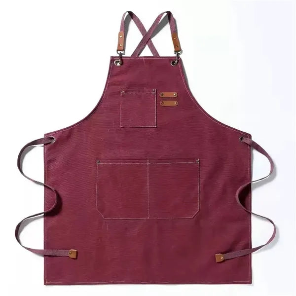 Canvas Aprons With 3 Pockets Cross Back Resistant Work