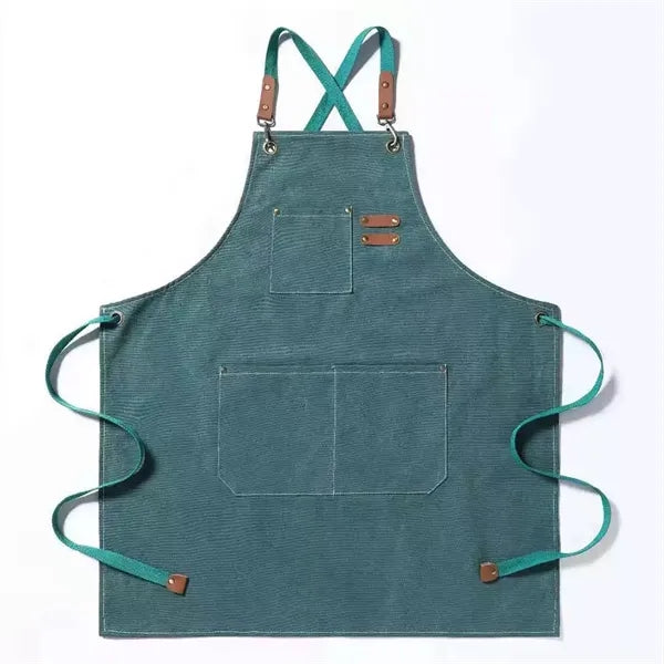 Canvas Aprons With 3 Pockets Cross Back Resistant Work