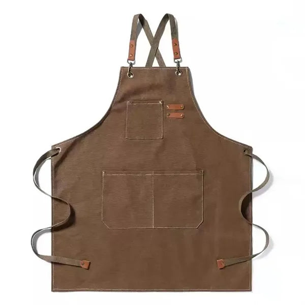 Canvas Aprons With 3 Pockets Cross Back Resistant Work