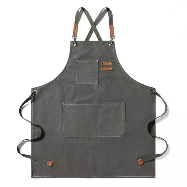 Canvas Aprons With 3 Pockets Cross Back Resistant Work