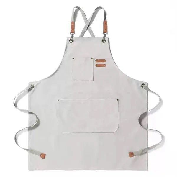 Canvas Aprons With 3 Pockets Cross Back Resistant Work