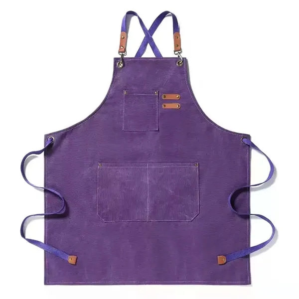 Canvas Aprons With 3 Pockets Cross Back Resistant Work