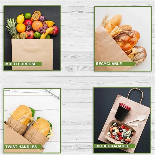 Kraft Paper Shopping Bag With Natural Twisted Handles