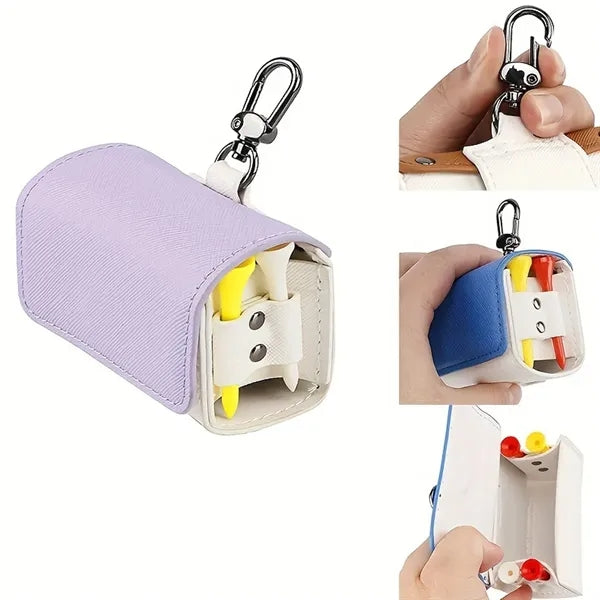 Durable PU Leather Golf Ball Pouch Clip-On Waist Bag Carrier