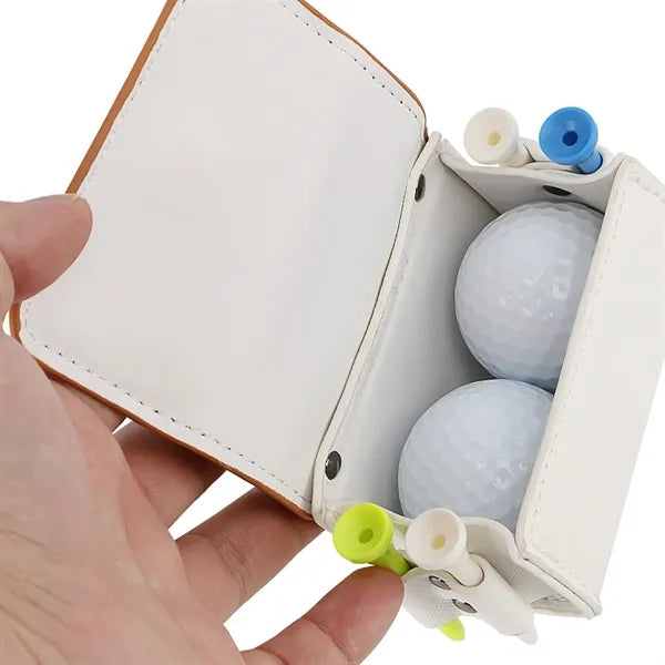 Durable PU Leather Golf Ball Pouch Clip-On Waist Bag Carrier