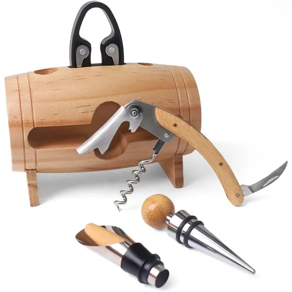 Wine Accessories Set In Barrel Shape