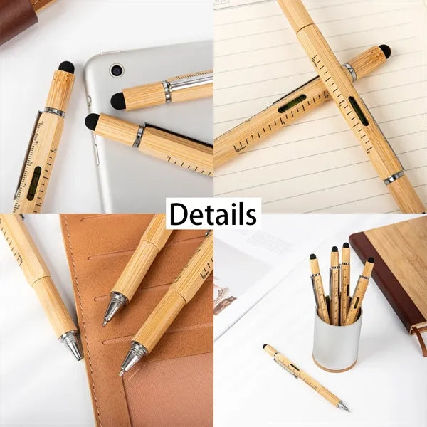 5-in-1 Bamboo Stylus Tool Pen