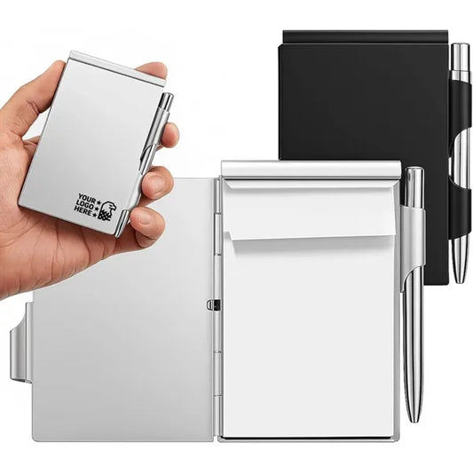 Mini Metal Pocket Notebook With Pen And Refillable Paper