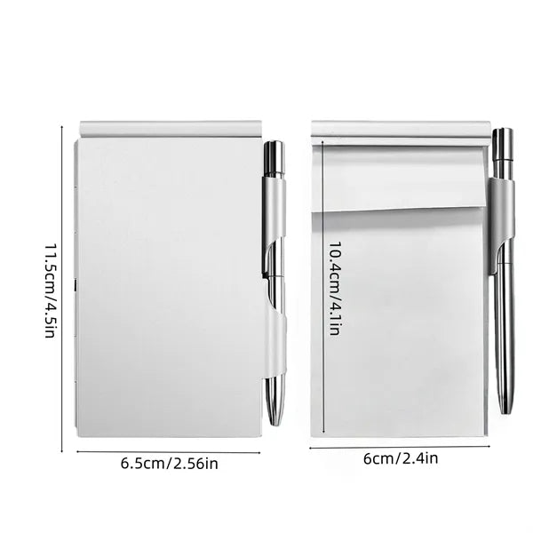 Mini Metal Pocket Notebook With Pen And Refillable Paper