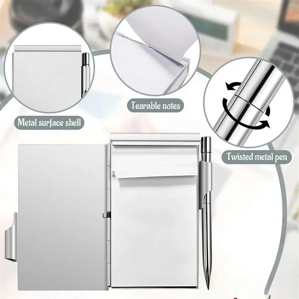 Mini Metal Pocket Notebook With Pen And Refillable Paper