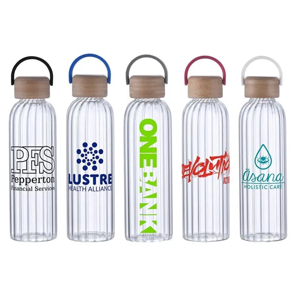 Eos 21 oz Glass Bottle w/ Bamboo Lid