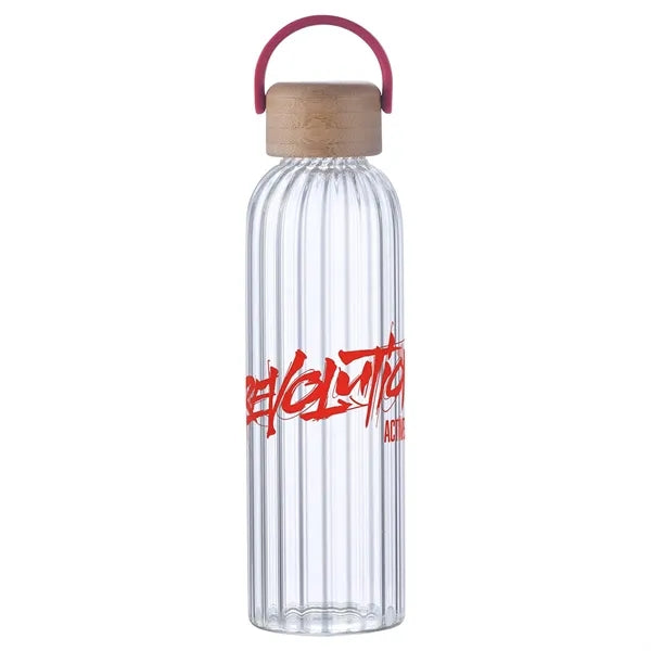 Eos 21 oz Glass Bottle w/ Bamboo Lid