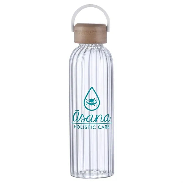 Eos 21 oz Glass Bottle w/ Bamboo Lid