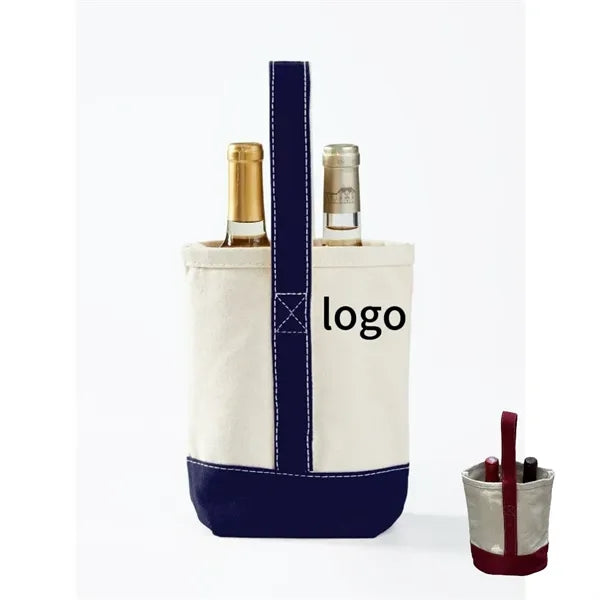 Two bottle cotton canvas wine tote