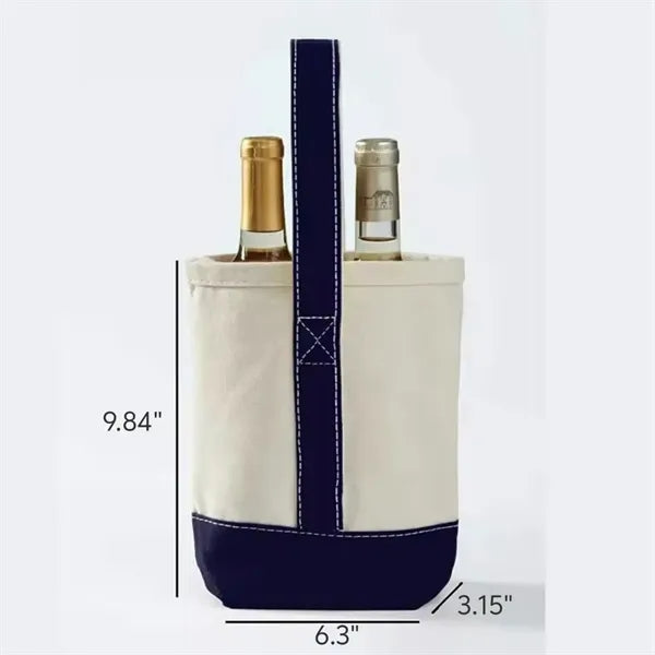 Two bottle cotton canvas wine tote
