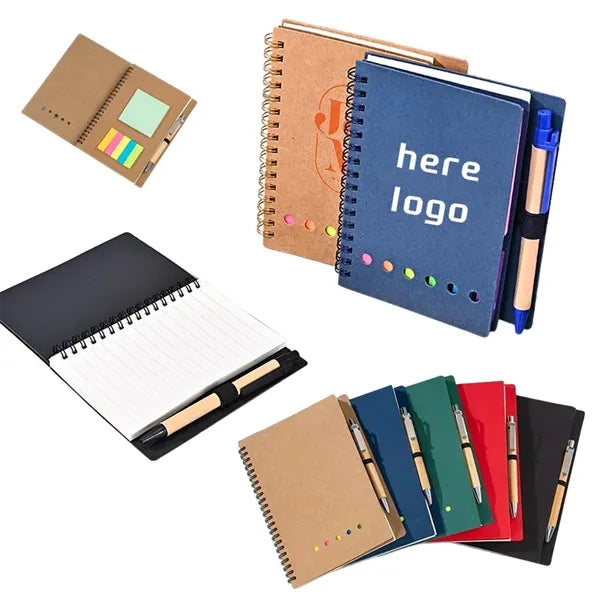 Notepad with Pen in Holder and Sticky Notes