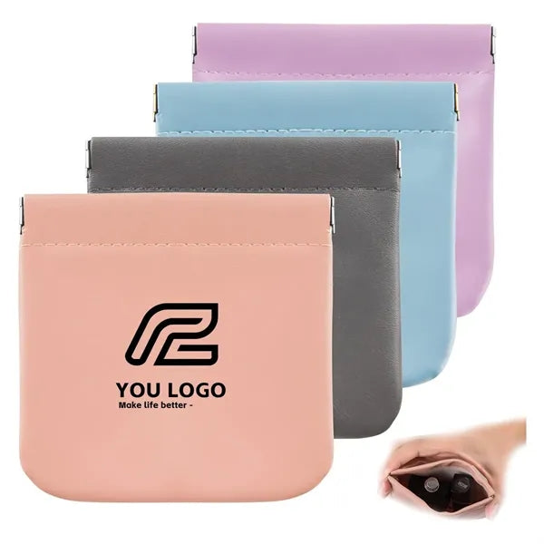 Snap Closure Leather Organizer Pouch Travel Cosmetic Bag