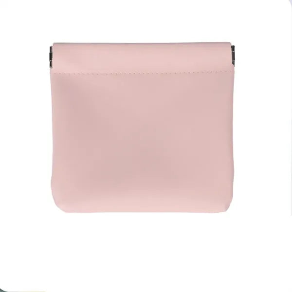 Snap Closure Leather Organizer Pouch Travel Cosmetic Bag