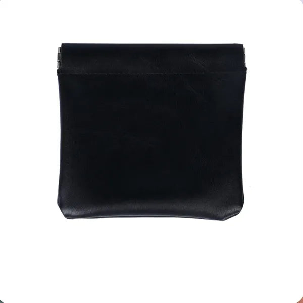 Snap Closure Leather Organizer Pouch Travel Cosmetic Bag