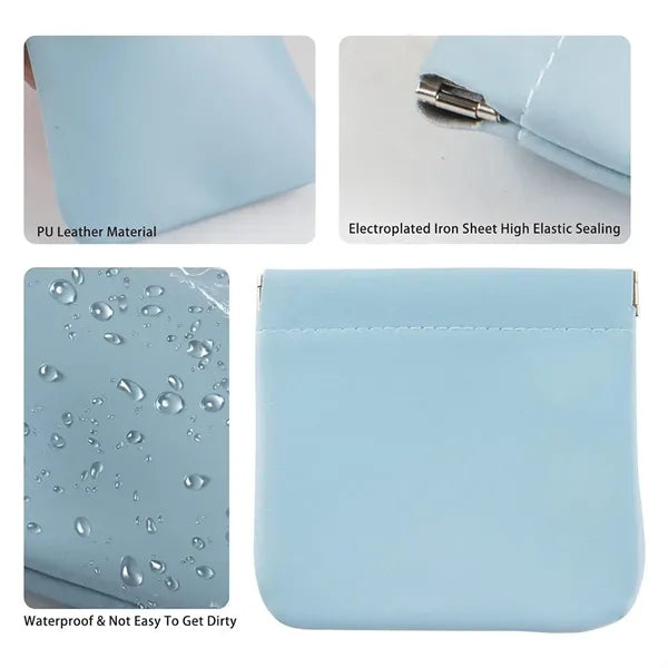 Snap Closure Leather Organizer Pouch Travel Cosmetic Bag