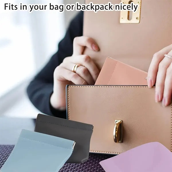 Snap Closure Leather Organizer Pouch Travel Cosmetic Bag