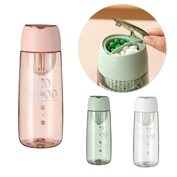 Plastic cup with built-in medicine box
