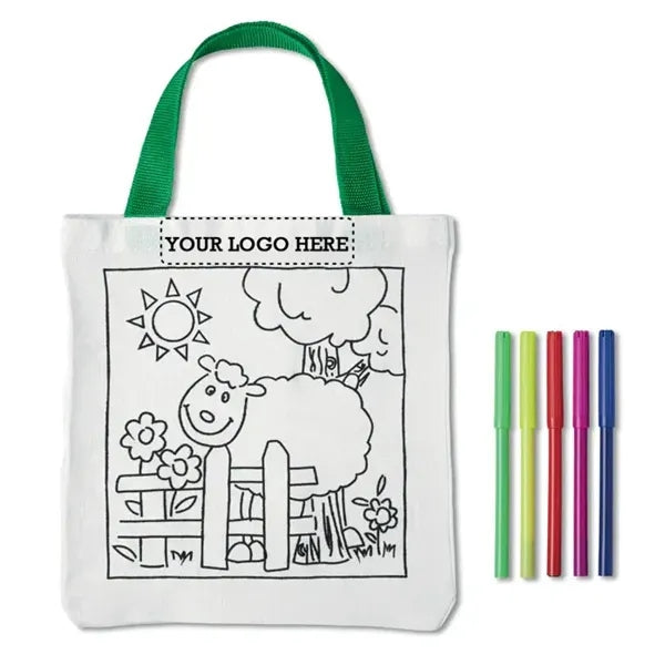 Creative Cotton Tote Bag with Coloring Pens