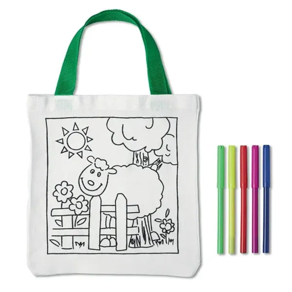 Creative Cotton Tote Bag with Coloring Pens