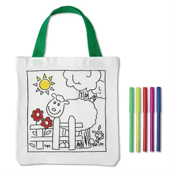 Creative Cotton Tote Bag with Coloring Pens