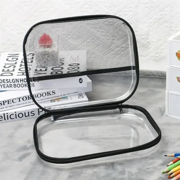 Clear Zippered Transparent Travel Cosmetic Toiletry Bag