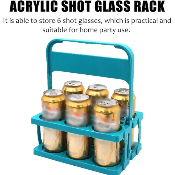 Foldable plastic cup holder carrier with handle for camping