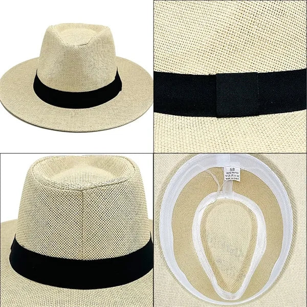Wide Brim Straw Panama Roll up Hat