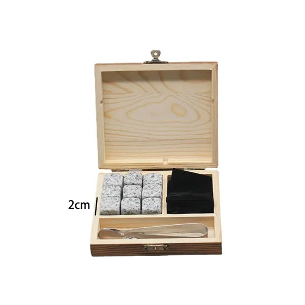 Premium Whiskey Stones Gift Set in Wooden Box