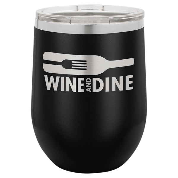 12 oz Polar Camel Stemless Wine Glass w/Lid Stainless Steel
