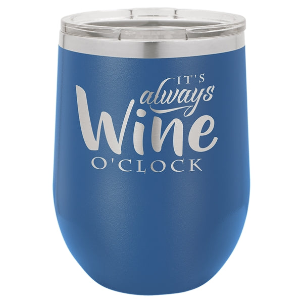 12 oz Polar Camel Stemless Wine Glass w/Lid Stainless Steel