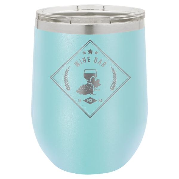 12 oz Polar Camel Stemless Wine Glass w/Lid Stainless Steel